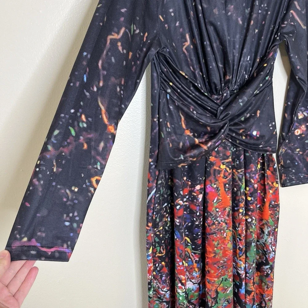 Women's Dress Whimsigoth Art To Wear Abstract‎ Evening Dark Romantic Long Sleeve - Picture 2 of 11